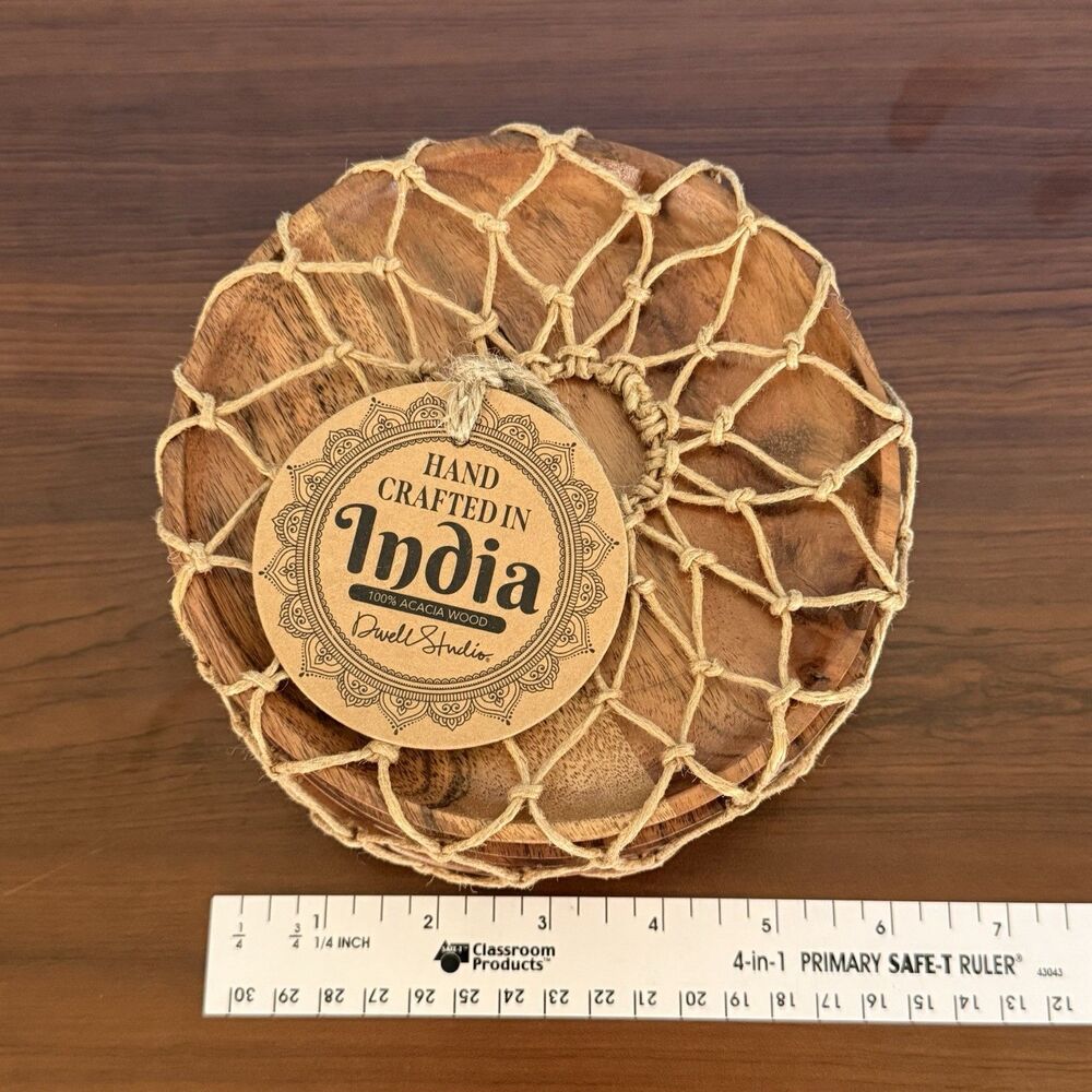 Dwell Studio Wooden 6” Plates (set of 4) 100% Acadia Wood NWT t-1019